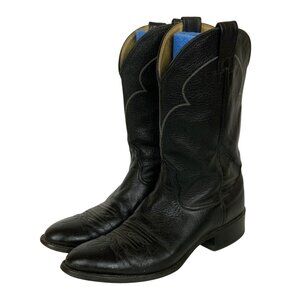 Nocona Black Leather Western Roper Cowboy Boots Womens Size 9.5B Made in USA